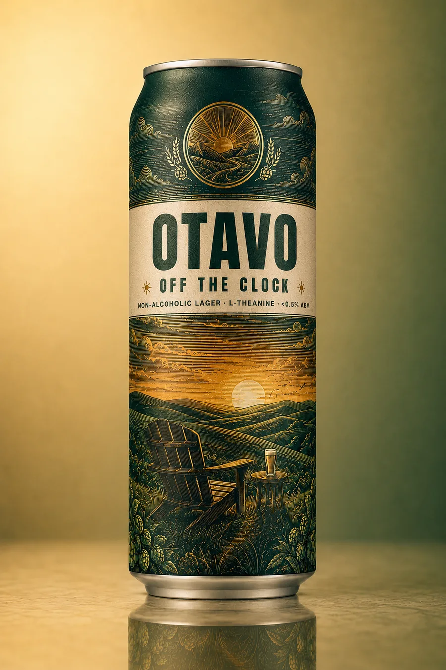 Otavo Off the Clock, non-alcoholic lager can