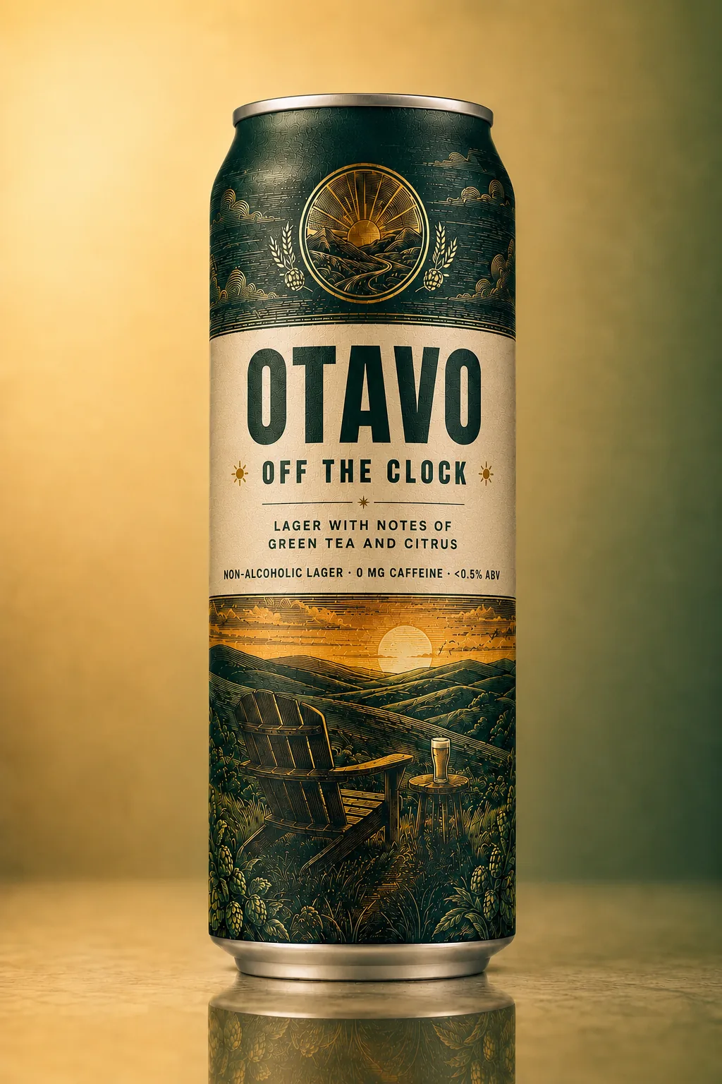 Otavo Off the Clock, non-alcoholic lager can